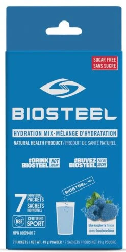 BioSteel High-Performance Sports Hydration Mix (7 Count) -Hockey Equipment Store 630614 CAN 20Biosteel Hydration 20Mix Blue 20Raspberry 7CT Front