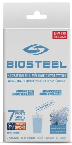 BioSteel High-Performance Sports Hydration Mix (7 Count) -Hockey Equipment Store 630617 CAN 20Biosteel Hydration 20Mix White 20Freeze 7CT Front