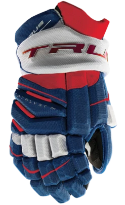True Hockey True Catalyst 7X Junior Hockey Gloves -Hockey Equipment Store CT7xGlove Red White Blue